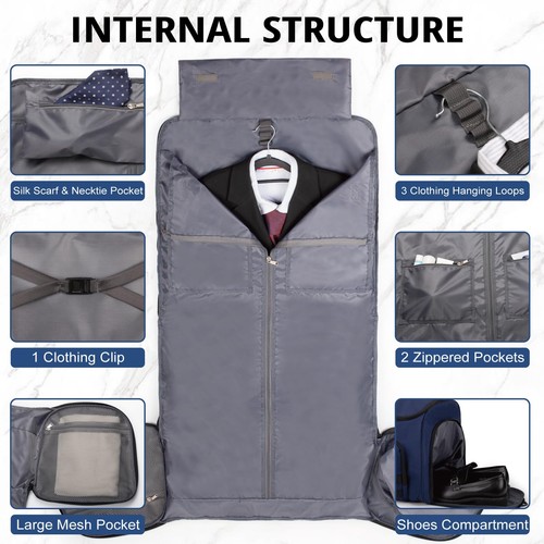 3-in-1 Tactical Garment Bag For Men,55L Large Capacity Convertible Suit Bag,G... - Picture 4 of 7