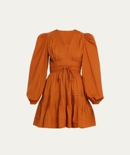 Ulla Johnson Rosalind Cotton Poplin Mini Dress Saffron Size 4