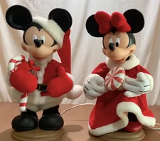 Mickey & Minnie Mouse Christmas Animated Figurines Santa's Best *Works!See Video