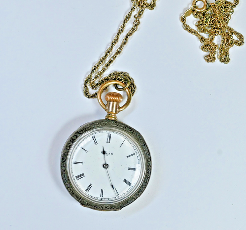 ELGIN Pocket Watch Grade 130 Model 1 0 Size Coin Silver Case No Reserve!
