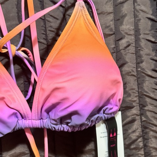 No Boundaries Ombre Sunset Wrap Bikini Top Juniors Size M (7-9) Strappy Swim NEW - Picture 3 of 14