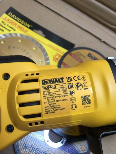 Cuerpo de amoladora inalámbrica DeWalt DCG412N XR 18 voltios Li-ion solo viene con diamante - Imagen 10 de 10