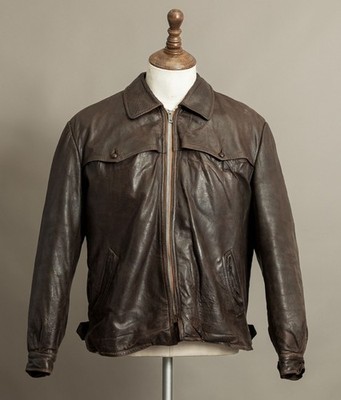Vintage 40er Jahre Leder Workwear Biker Utilty Jacke herausnehmbares Lammfellfutter