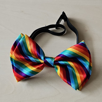 Rainbow Striped Bow Tie, Adjustable Neck Strap, Unisex