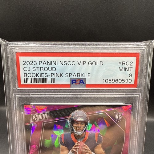 CJ Stroud Panini National VIP Gold Pack Rookie Card Pink Ice / Pink Sparkle /75 - Foto 2 di 4