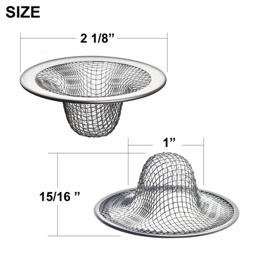 6 Pack - 2.125" Top / 1" Basket- Mesh Sink Drain Strainer Hair Catcher for Ba... - Picture 2 of 6