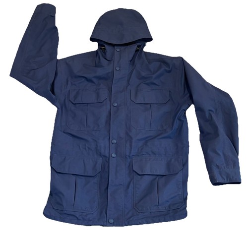 Cabela's Gore-Tex Unisex M Blue Hooded Outdoor Gear Jacket 8 Pockets