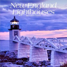 New England Lighthouses | 2026 12x24" (Hanging) Wall Calendar | Plastic-Free