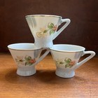 3 vintage porcelain floral teacups, gold trim Japan, delicate hand-painted — photo 1