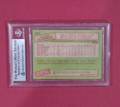 1985 Topps BB Roger Clemens #181 BGS 9 MINT! Rookie RC***(2) 9,5 Subs*** - Bild 2 von 2