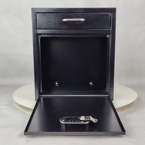 New Black Anti-Theft Wall Mount Heavy Duty Stainless Steel Mailbox Key Drop Box - Picture 13 of 15