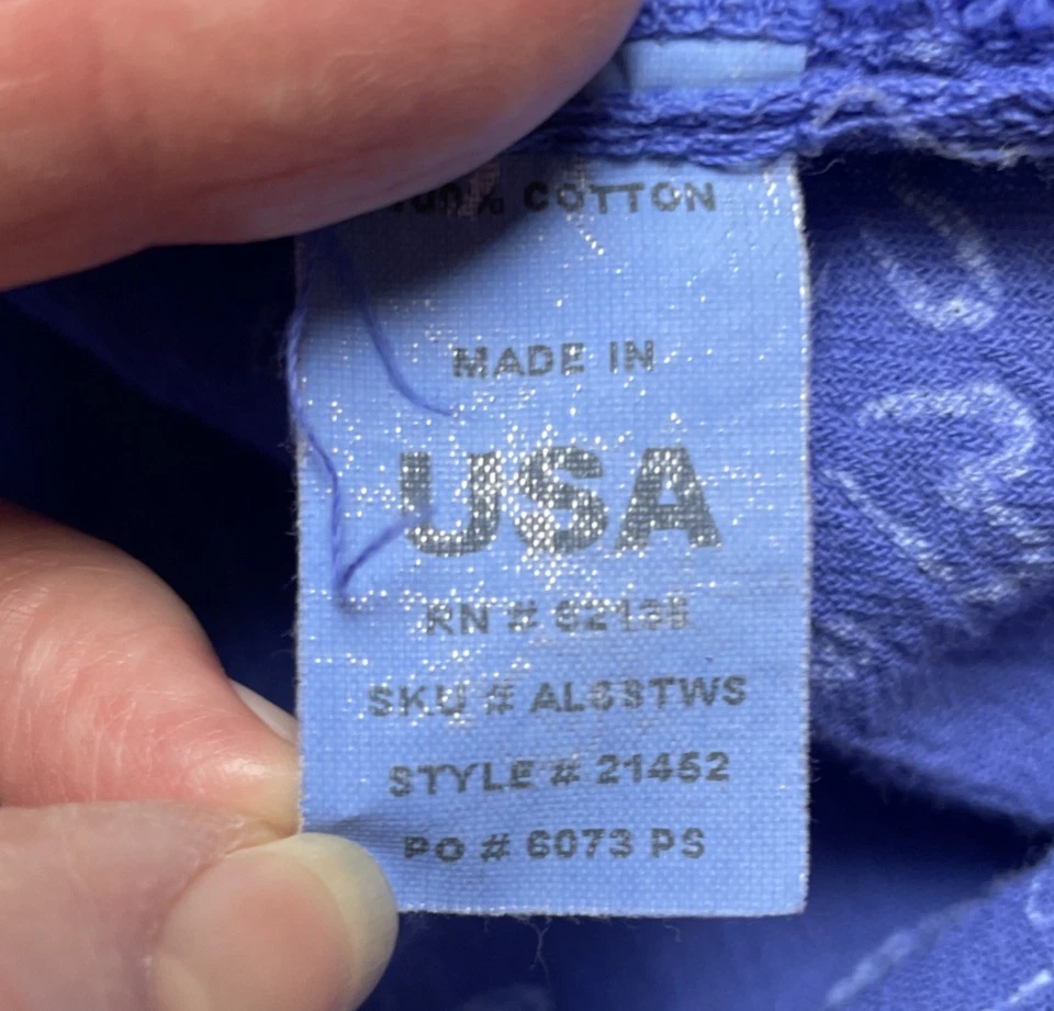 Camisa túnica Fresh Produce para mujer L azul coral conchas marinas dólares de arena hecha en EE. UU. Foto 4 de 4