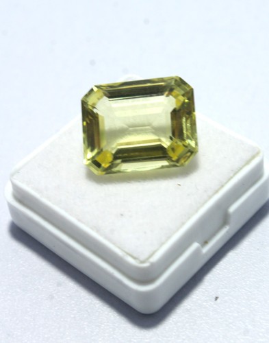 Natural Yellow 14.70 Ct Certified Gem – EMERALD Cut | Brilliant Sparkle - Picture 1 of 6