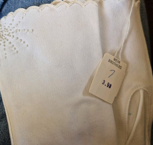 Vintage Older Lady's White Gloves NEAT 100% Double Woven Cotton Size 7 - Picture 4 of 4