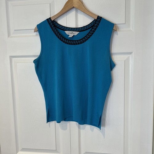 Ming Wang XL/L Sweater Jacket Tank Set Black Blue L Lightweight Knit Twin Set - Picture 4 of 12