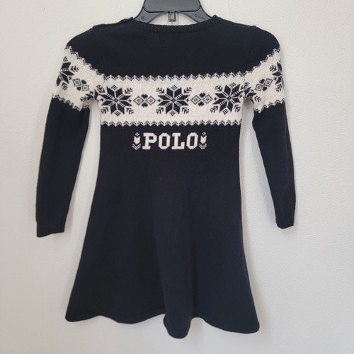 Polo Ralph Lauren Sz 6X Girl Cashmere Wool Holiday Intarsia Knit Sweater Dress - Picture 4 of 20