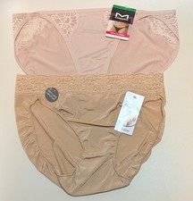 NWT 2 Mixed Lot Bikini Panties Jockey Maidenform Shell/Beige Size 7/L