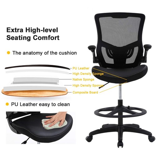 Drafting Chair Ergonomic Tall Office Chair Standing Desk Chair with Flip Up A... - Picture 6 of 7