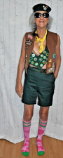 Vintage Girl Scout uniform shorts Patches Sash vest hat scarf socks
