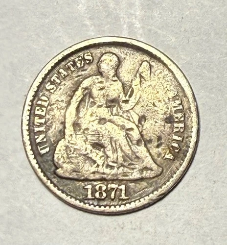 1871 Seated Liberty Half Dime — photo from the most recent tracked eBay sale