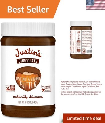 Organic Chocolate Hazelnut Almond Butter, 16oz - Perfect for Snacks & Spreads