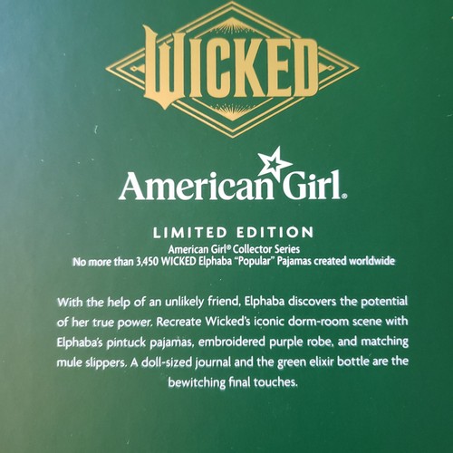 American Girl Wicked Elphaba Pigiama Accappatoio Outfit Collezionismo Edizione Limitata NUOVO - Foto 18 di 23