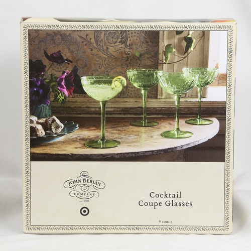 NUOVO CON SCATOLA = SET 4 bicchieri verdi John Derian cocktail coupé bersaglio - Foto 2 di 9