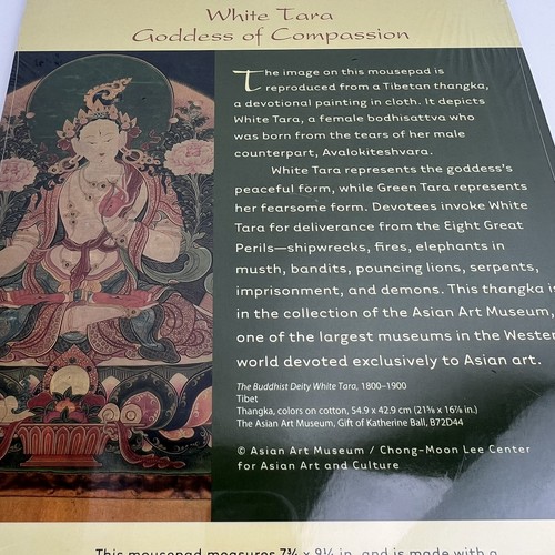 White Tara Goddess Of Compassion Mouse Pad Mousepad Tibetan Thangka Design - Picture 4 of 5