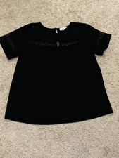 Crescent Womens Shirt Size Large Black Lace Classic Dress Lightweight