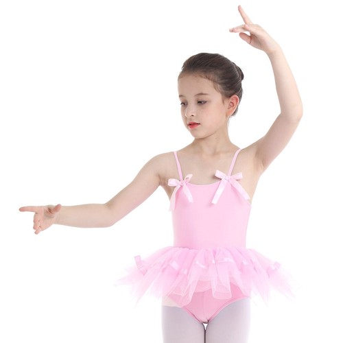 Girls Tutu Flower Ballet Dress Kids Gymnastics Sequins Bowties Dancing Costumes - Picture 18 of 59