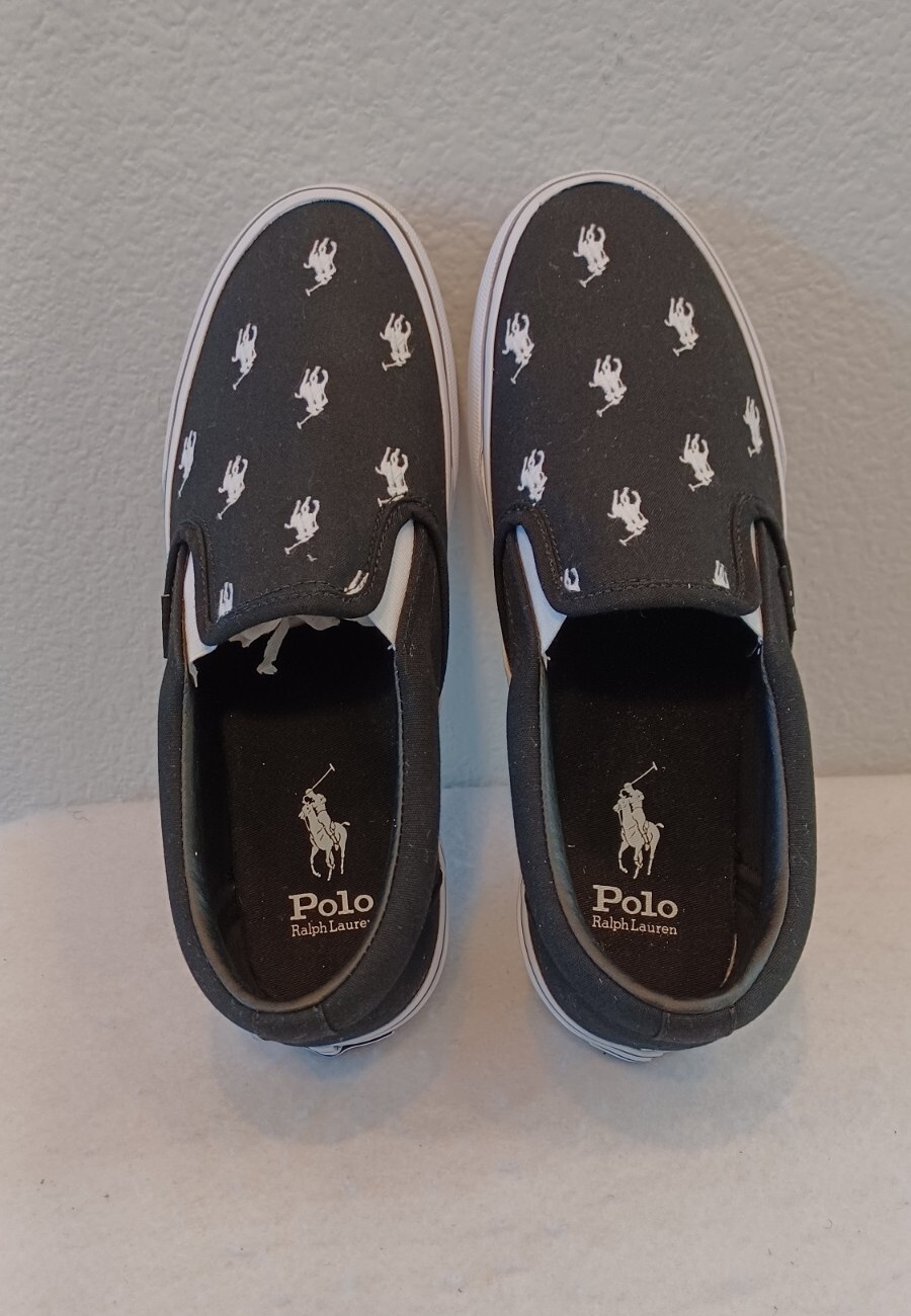 NUOVA POLO UOMO RALPH LAUREN KEATON PONY NERA SLIP ON SNEAKERS SCARPE ~ TAGLIA 9 5