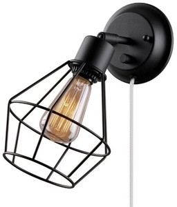 Vintage Style Edgy Rustic Plug In Wire Cage Wall Sconce Image Is Loading Vintage Style Edgy Rustic Plug In Wire