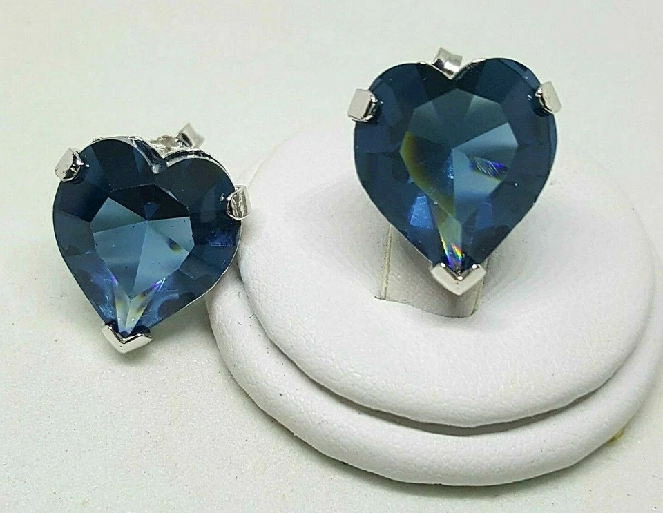Orecchini Donna in Argento cuore blu profondo - Immagine 2 di 4