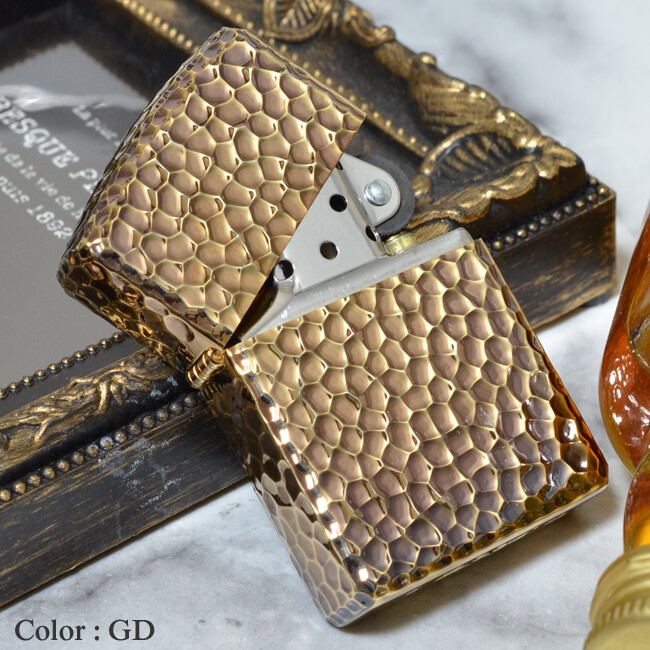 Zippo Armor Case Hammertone Kamakura Carving Brass Gold Zippo Armor Case Hammertone Kamakura Carving Brass Gold
