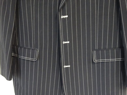 Milano Moda 3 Button Men's Suit 42R Black pin Striped Pants 36x27 - Picture 4 of 9