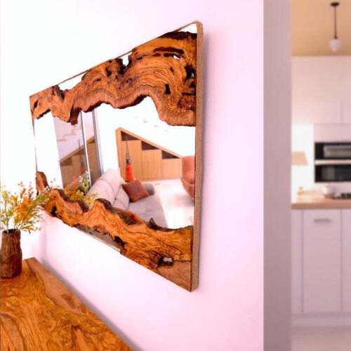 Olive Wood Framed Wooden Wall Mirror | Unique Showpiece & Impressive Gift Idea - Picture 6 of 10