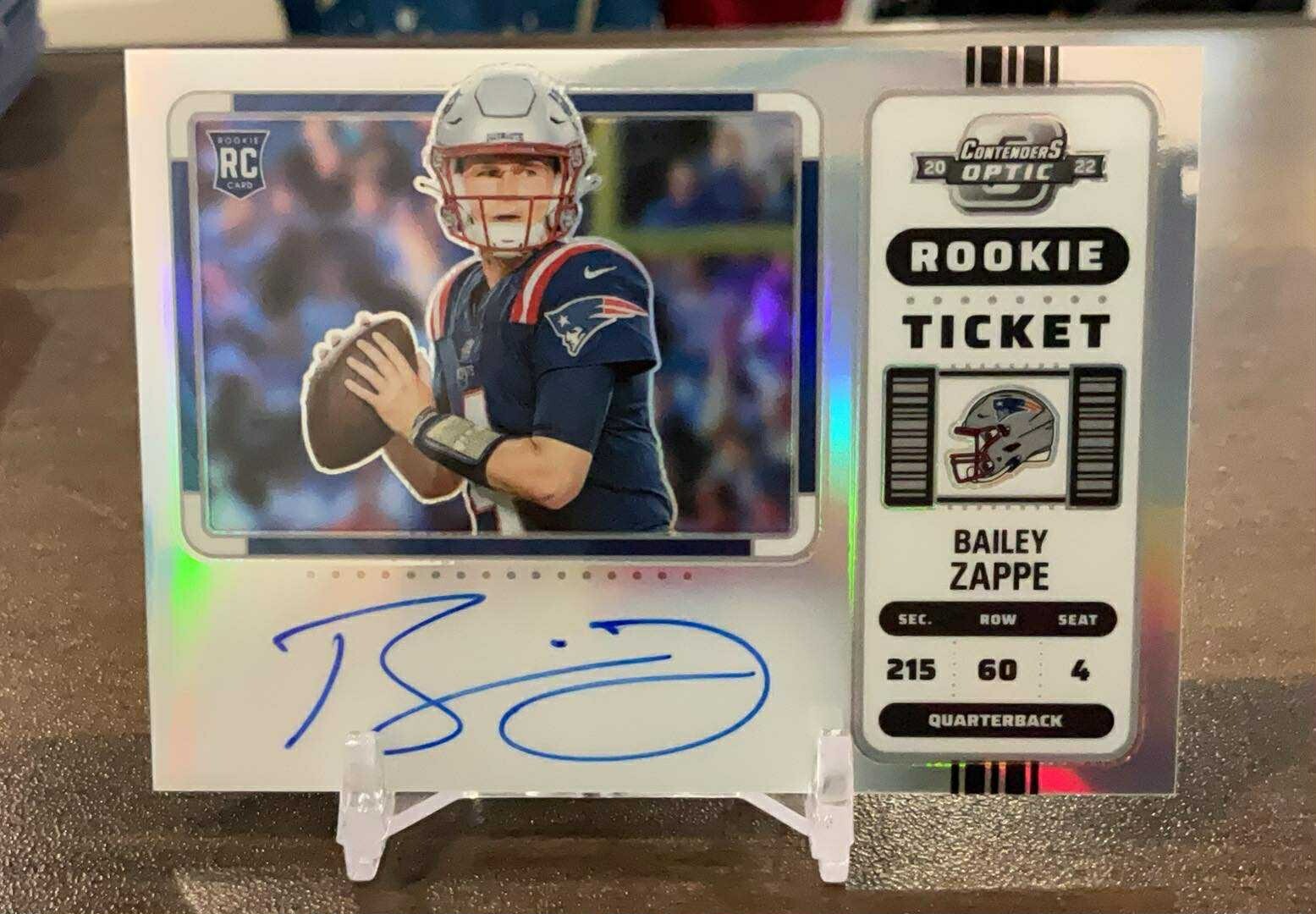2022 Panini Contenders Optic Ticket RPS Variation Bailey Zappe Rookie Auto RC