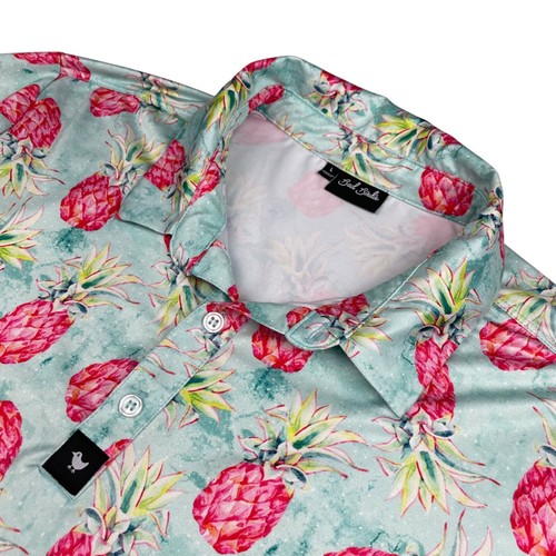 Bad Birdie Herren Performance S/S Golf Poloshirt Blue Rasberry Pineapple • Large