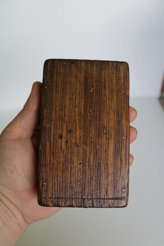Antique Primitive 19th Century Small Divided Oak Wood Slide Box (5") - Picture 12 of 19