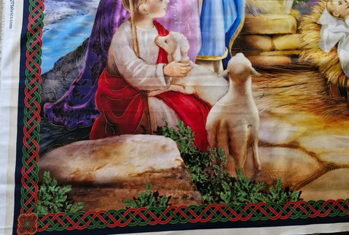 New - 100% Cotton Fabric Panel Christmas Nativity Scene L 112 cm x W 92 cm - Picture 2 of 2