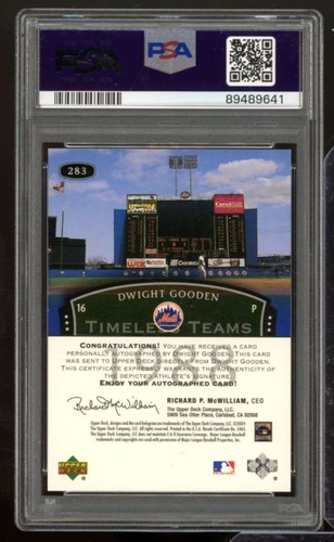 Dwight Gooden Card 2004-05 U.D. Legends (pop 1) #283 PSA 8 - Picture 2 of 2