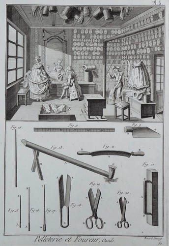 Konvolut antike Gravuren Print 18. Jh. Zinn Schaufeleisen und Foureurs Leder Diderot In-4 - Bild 3 von 5