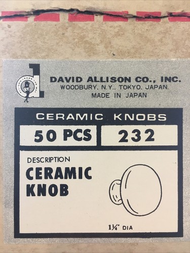 2 Vintage NOS David Allison 1 1/4" weiß Porzellan Keramik Schublade Schrank Türknopf - Bild 4 von 4
