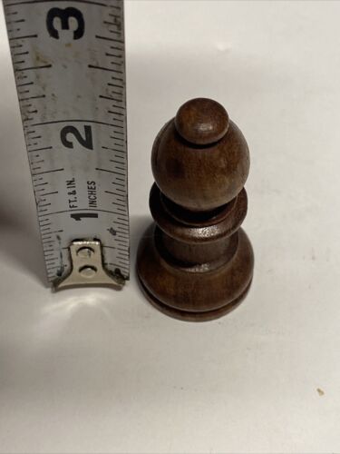 Scacchiera vintage in legno metà secolo moderna (2" pollici) ��Sostituire Bishop nero - Foto 2 di 5