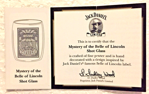 JACK DANIEL'S~2002~MYSTERY Of The Belle Of  LINCOLN~SHOT GLASS~Pewter~LEGENDS~NM - Picture 3 of 12