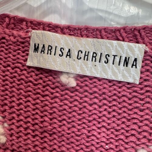 VTG Marisa Christina Women's Cardigan Large Pink Christmas Button Knit - Picture 3 of 18