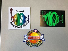 Lot of 3 Vintage Authentic PHISH Stickers- 90's, 2010 NYE Miami -Mint - Rare
