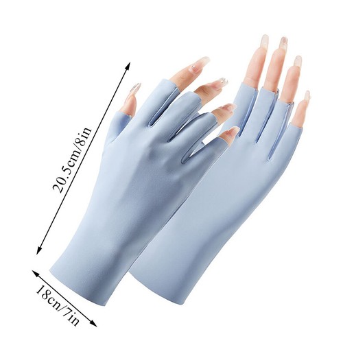 Women Summer Fingerless Sunscreen Gloves Anti-UV Breathable Ultra-thin Gloves UK - Picture 8 of 31