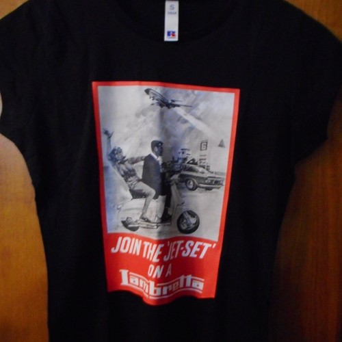 LAMBRETTA JETSET LADIES TSHIRT WHITE RETRO SCOOTER LAMBRETTA MOD VESPA - Picture 2 of 4