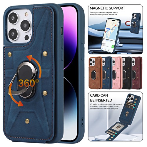 Für iPhone 15 14 Pro Max 13 11 12 Magnet Leder Wallet Case Flip Ring Hülle - Bild 13 von 63